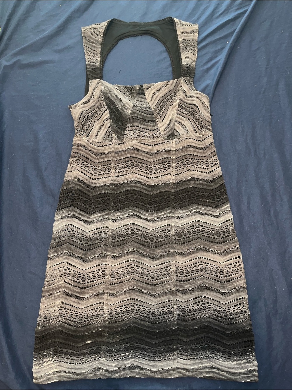 Free People Black and Gray Ombre Lace Mini Dress